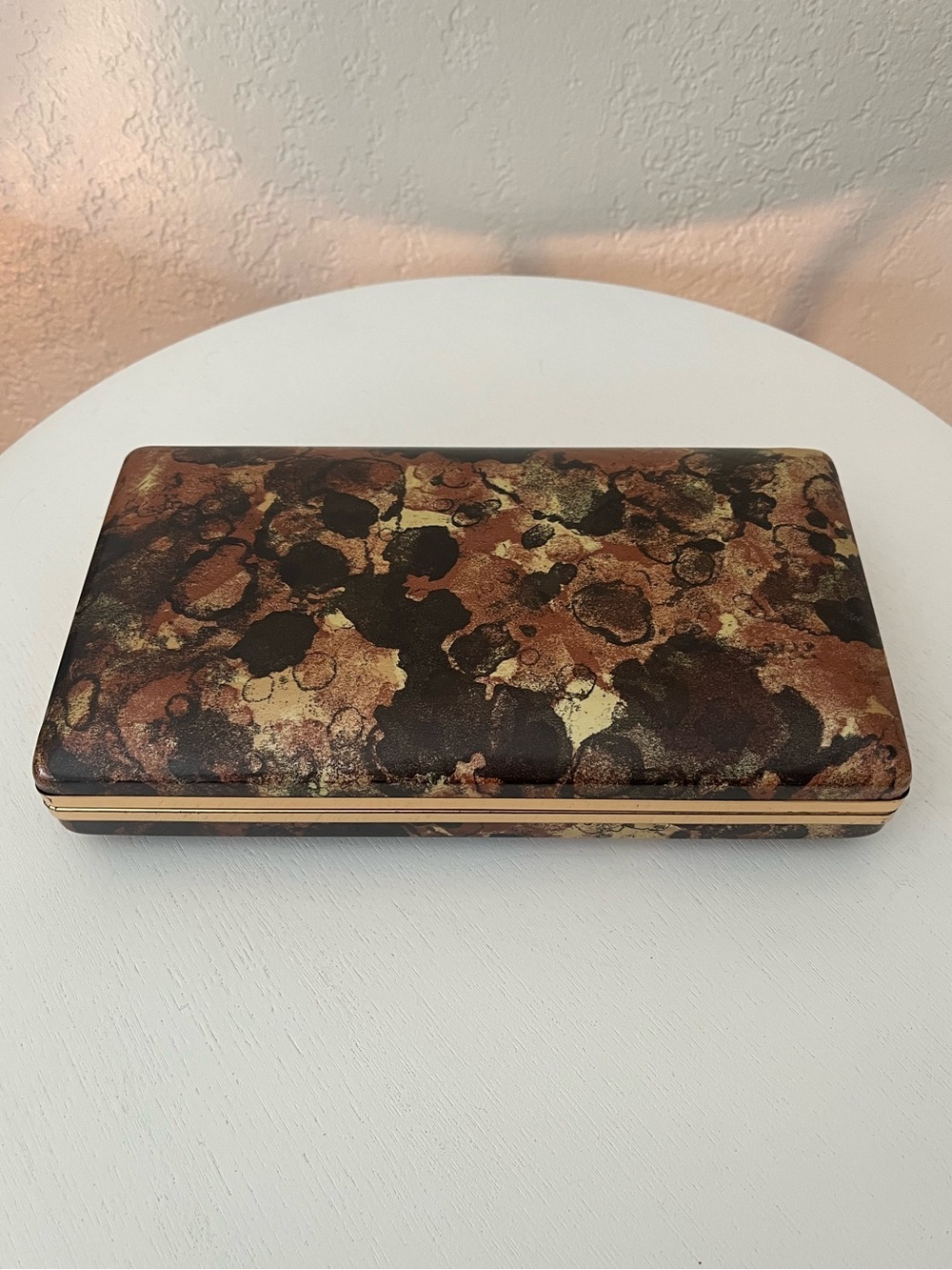 MELE Vintage Jewelry Box in Rose Gold and Mustard Velvet Hardshell Clamshell - Picture 2 of 4